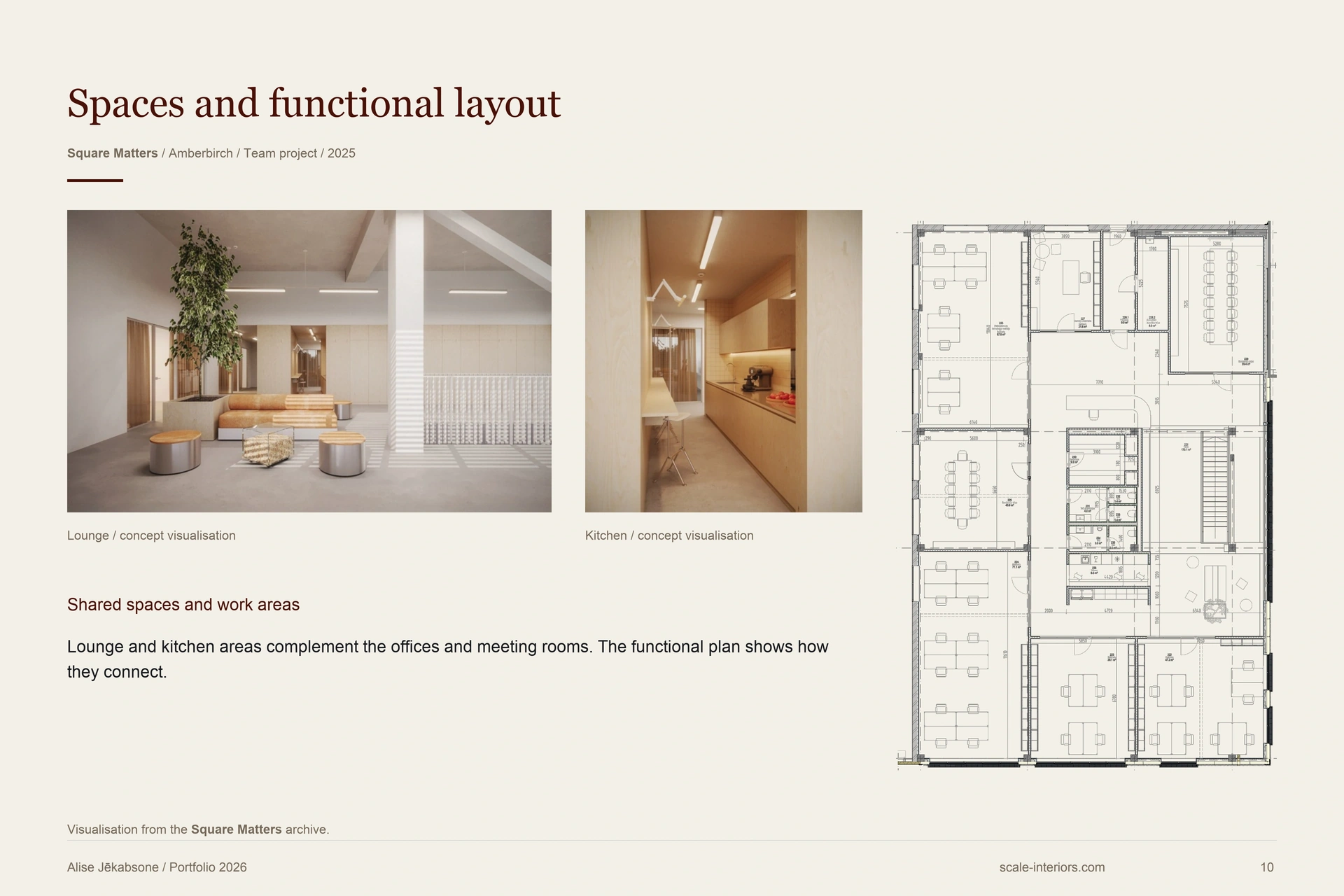 Spaces and functional layout — portfolio page 10