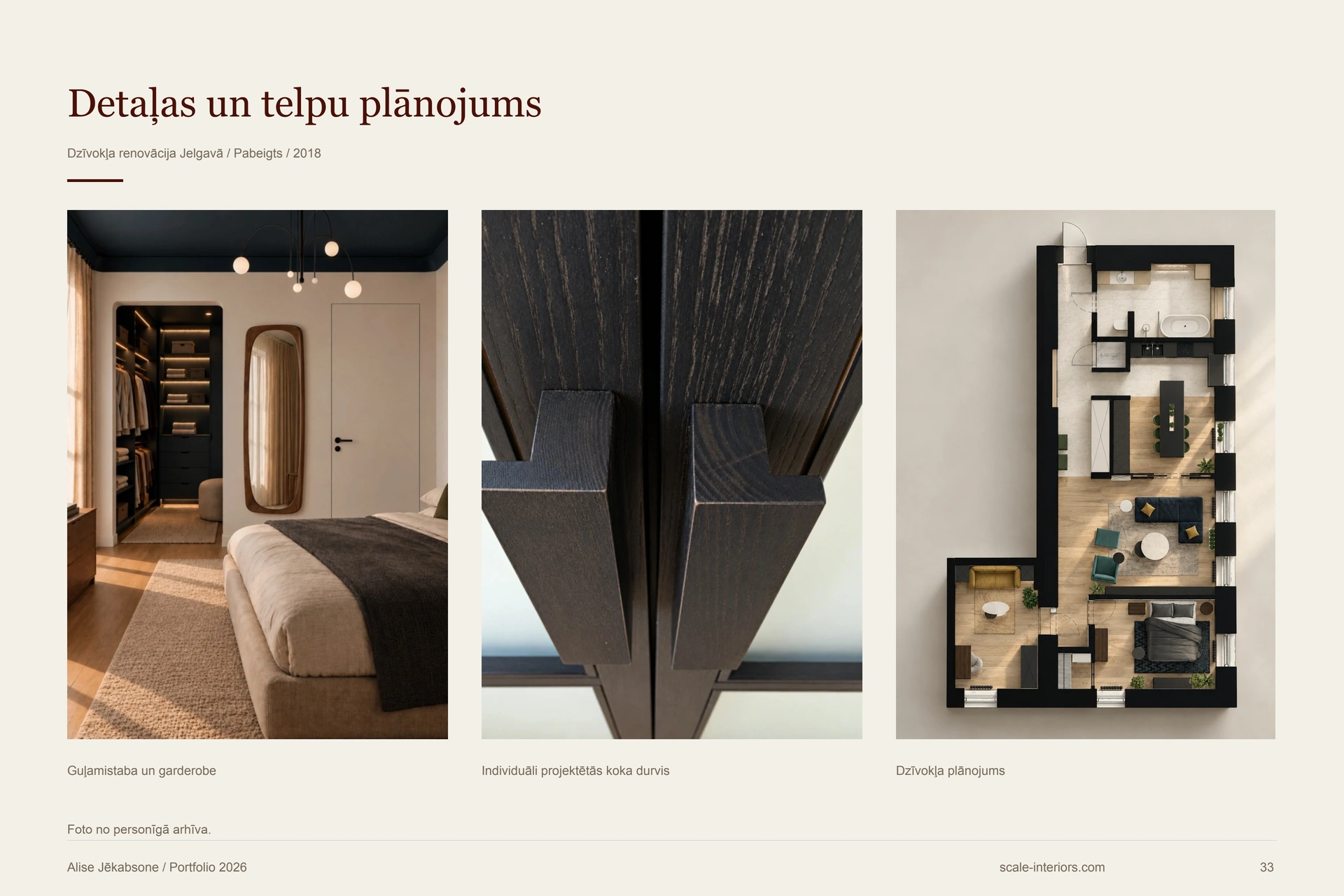 Detaļas un telpu plānojums — 33. portfolio lapa